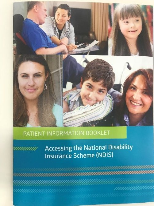 A picture of the front cover of the patient information booklet. There are 3 photos of faces up really close and then the words Patietn Information Booklet