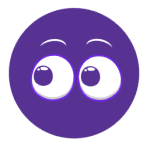 A purple circle with white cartoon eyes inside.