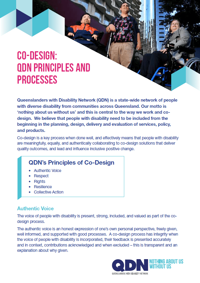 Image of the Title page of QDN's Overview Co-Design Principles document