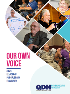 Image of the Title page of QDN's Our Own Voice document