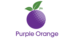JFA Purple Orange logo, there is a graphic of a purple orange