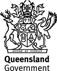 The black Queensland Government Coat of Arms above the words 'Queensland Government'.