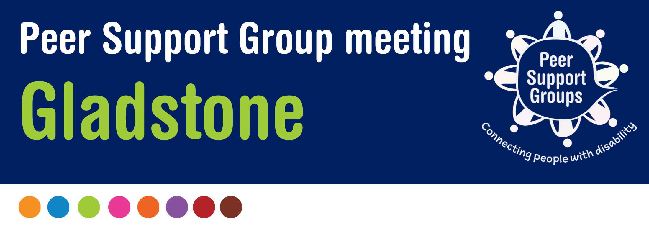 Dark blue back ground with a text saying Peer Support Group meeting - Gladstone