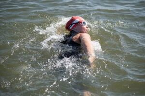 a person swimming in the ocean
