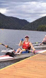 a woman rowing