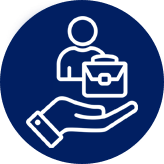 A worker in the palm of a hand