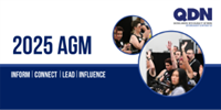 2025 AGM banner. To images of members at previous AGM in circle frames. The four pillars "Inform connect lead influence" are below.