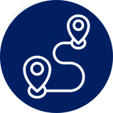 Icon depicting travel between two points